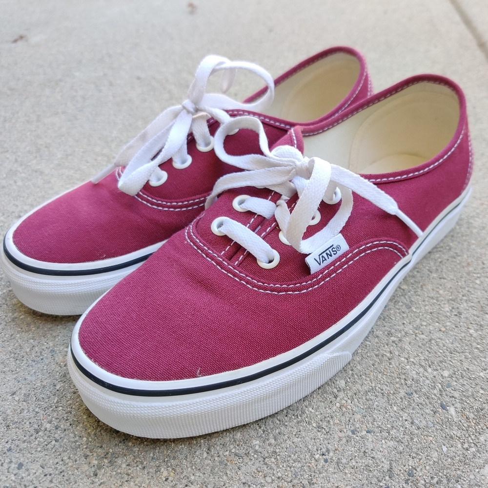 Vans Authentic Burgundy & White Skate Shoes